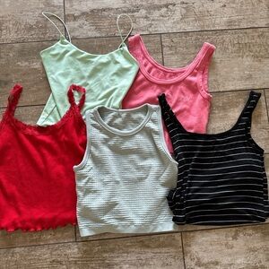 Billabong Women's Camisoles - Red, Pink, Mint, Black Stripes